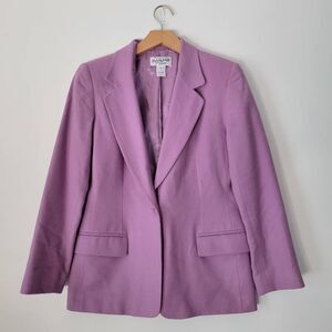 Pendleton 100% Virgin Wool Blazer Size 6 Petite Lilac Lined Classic Career Jacke